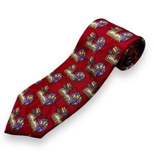 Cambridge Mens Vintage Silk Dress Tie Made in Italy Geometric Old World 58" 3.5"